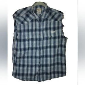 Lucky Brand Western Plaid Top Distinctive Navy and White women’s XL